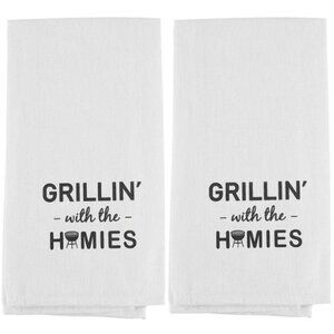 Comedic Millennial Tea Towels 2-Pack Funny Kitchen Towels BBQ Grill Gift Cotton